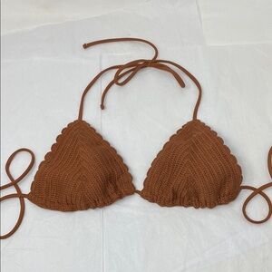 Wild Fable Brown Crochet Medium Coverage Triangle Bikini Top